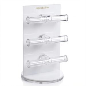 Acrylic Bracelet Display Rotating Double Sided Holder | 3 Clear Bars Custom Logo Display 15″ Tall