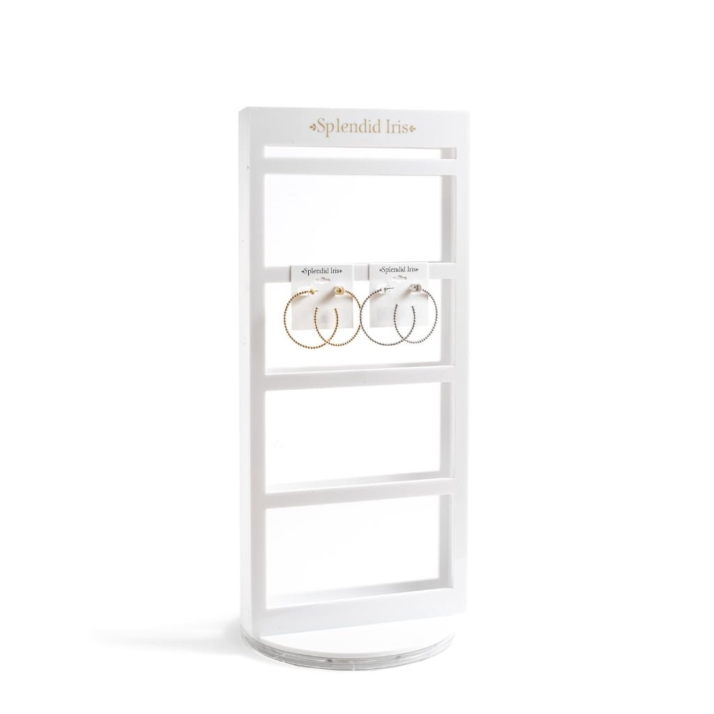 Rotating Earring Display Stand White Acrylic Double-Sided Card Rack