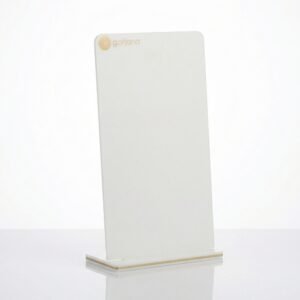 White acrylic necklace stand with 80-degree tilt and anti-slip back slots for jewelry display.