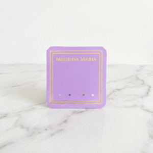 Custom 700g cardboard earring cards with die-cut holes and gold foil logo for luxury jewelry branding