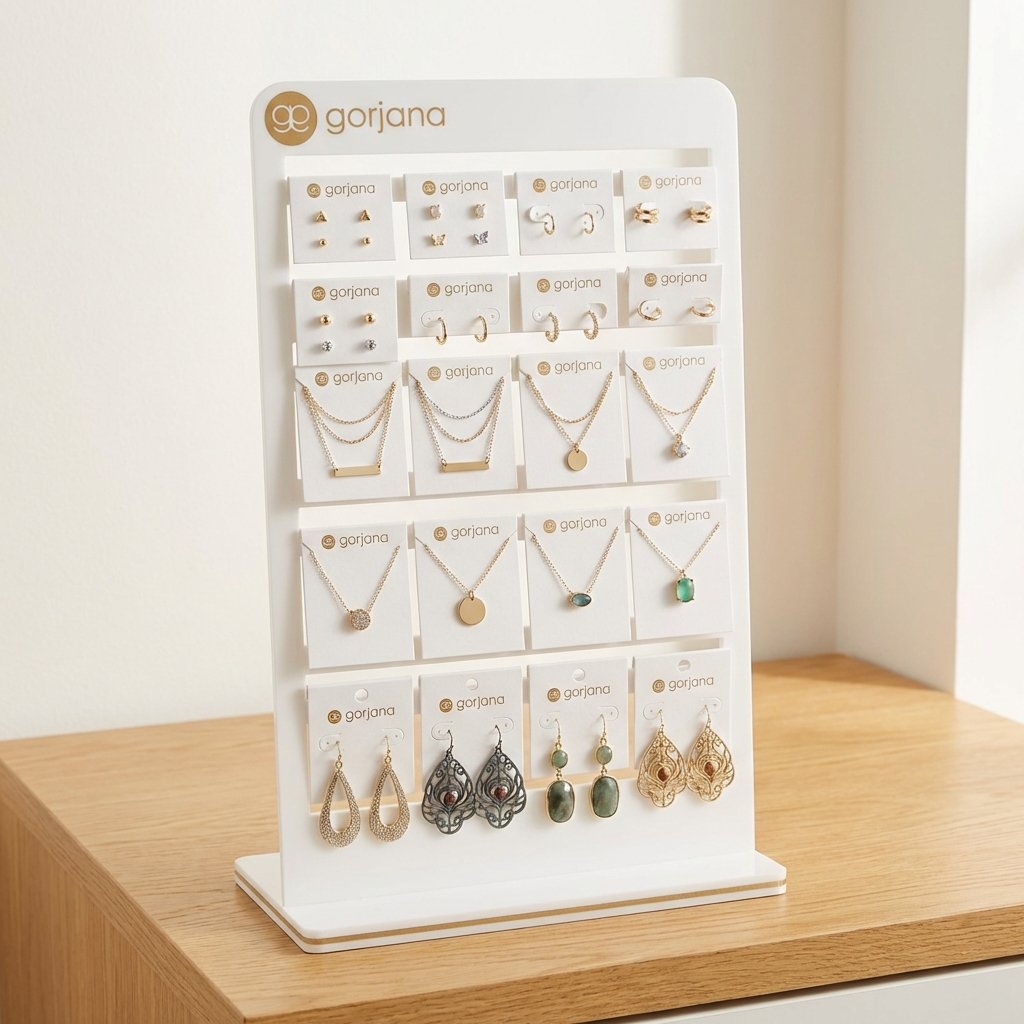 Earring Card Display Stand - White Acrylic Tabletop Rack for Jewelry Cards