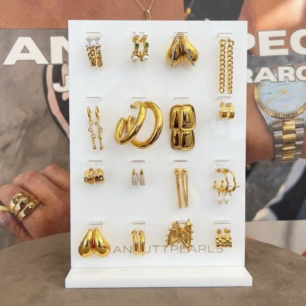 Earring display stand for shop | White Acrylic 32-Pair Double-Sided Holder