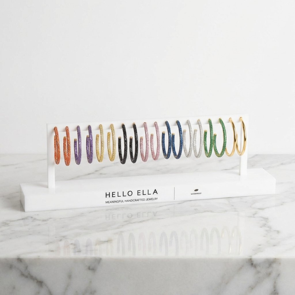 Earring Display Stand for Selling | White Acrylic 18-Hole Holder for Retail