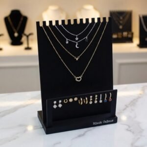 Necklace and Earring Display Stand – Black Acrylic 12-Slot Set for Retailers