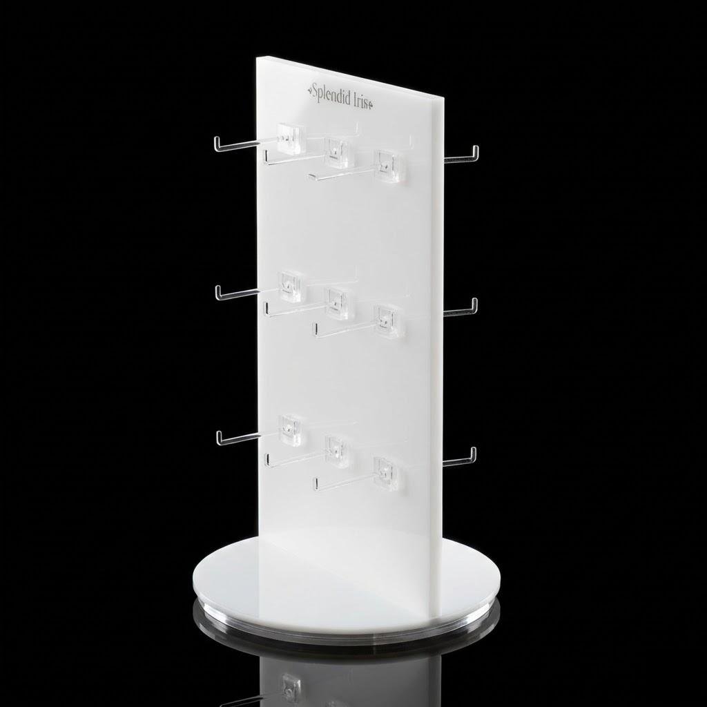 Rotating Earring Display Stands - Premium White Acrylic Double-Sided Showcase
