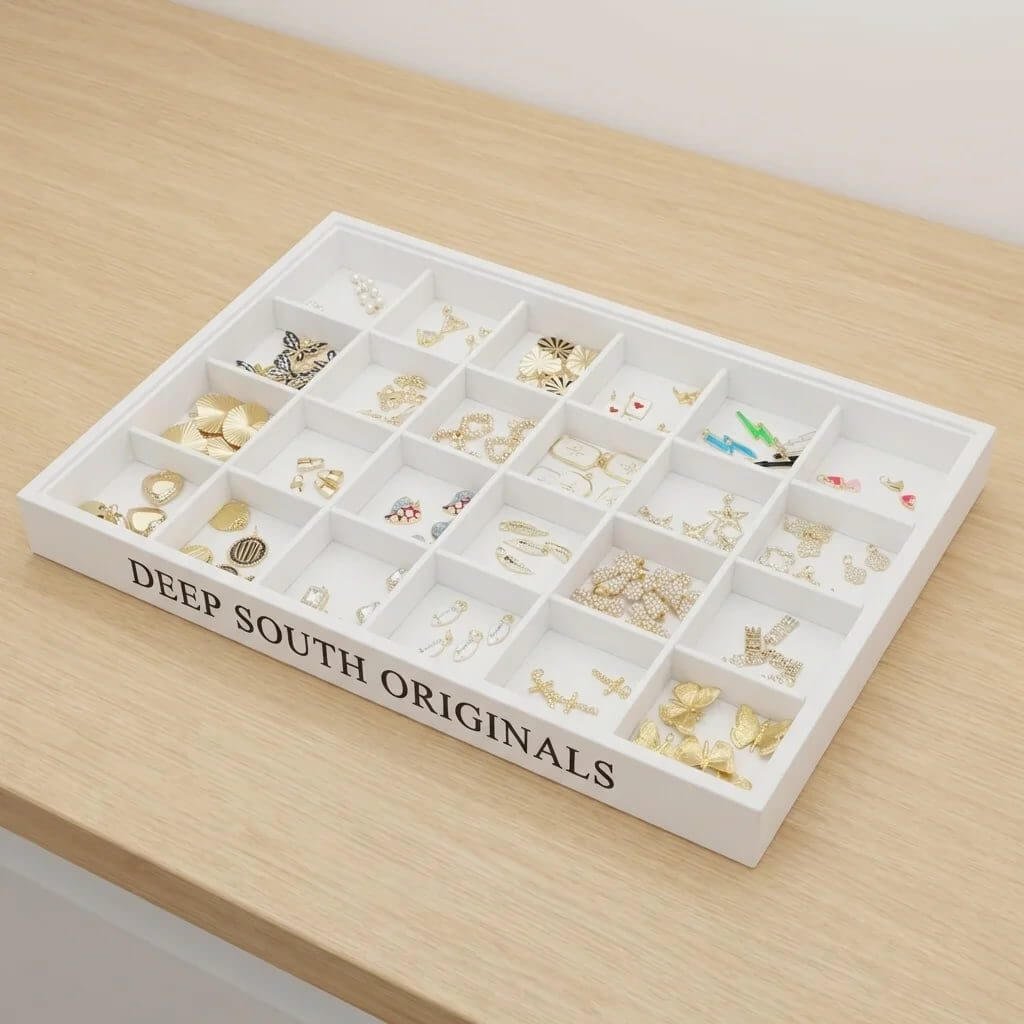Custom Jewelry Tray in White PU Leather for Earring & Stud Display
